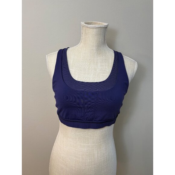 Lululemon Run Stuff Your Bra Power Mesh Emperor Blue Purple Sports Bra Cutout 10 - Picture 3 of 10